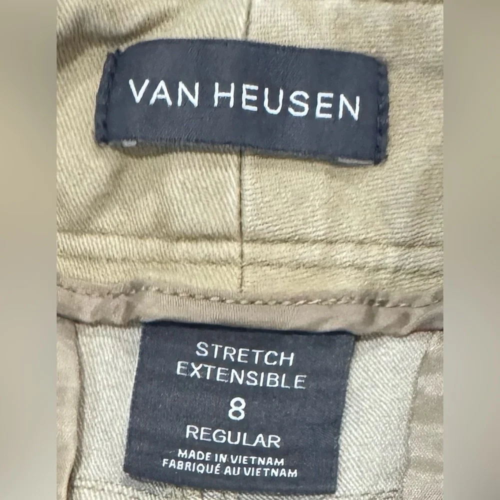 Van Heusen Khaki Pants Women Size 8 Slim Tapered Stretch Work Casual Beige - Picture 3 of 7